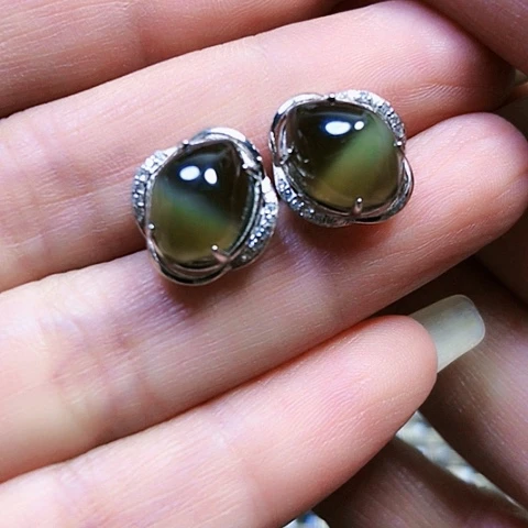 千***牵和田玉银S925镶嵌戒指