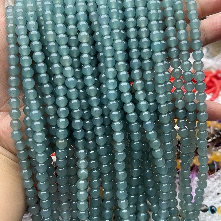 玛瑙/玉髓未镶嵌珠宝半成品2条6mm左右蓝水色和田玉