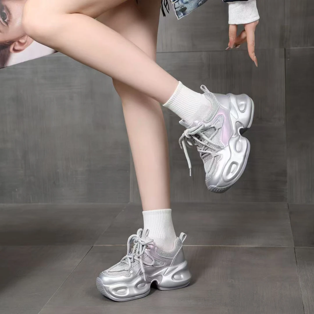 《K宝潮鞋》2512新款老爹鞋白色时尚百搭夏季透气潮流厚底