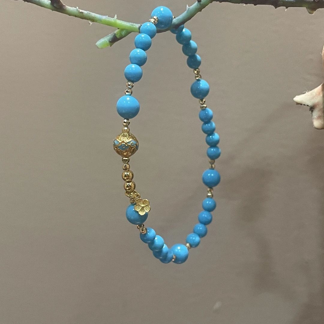 18k金绿松石“生如夏花”新中式串珠手链LSS1