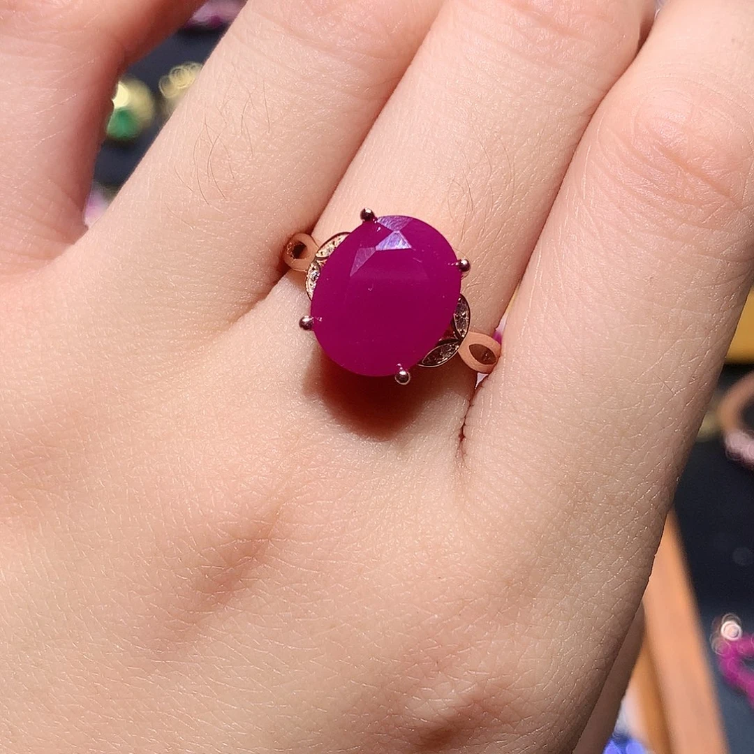 戒指红宝石银S925镶嵌