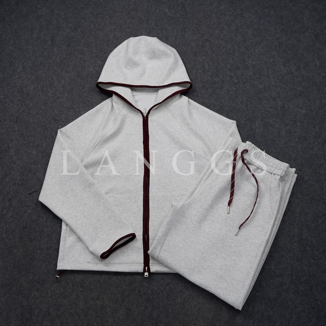 LANGGS&浪叔 2025春季时尚小众设计休闲连帽卫衣卫裤套装-SS5303