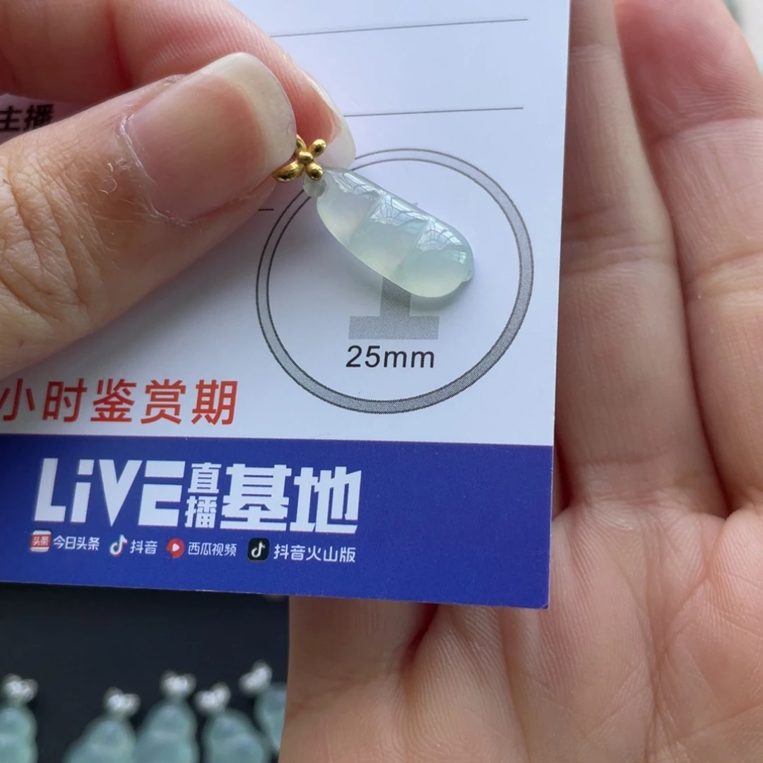 翡翠未镶嵌颈饰金扣小福豆