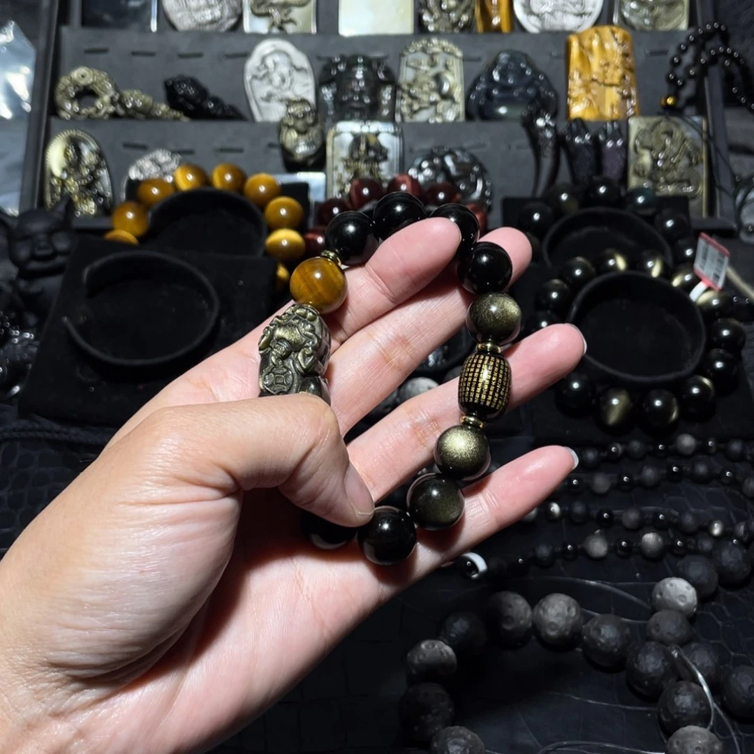 黑曜岩手链未镶嵌荣*