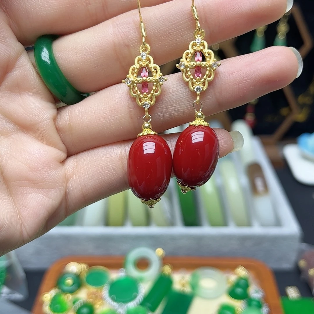 翡翠未镶嵌耳饰圆