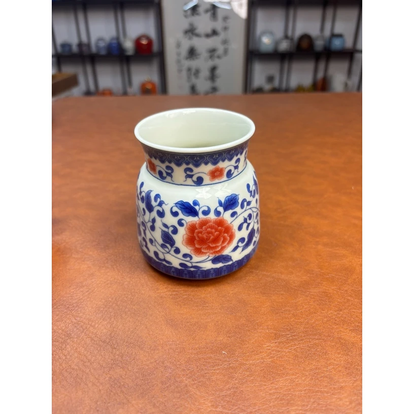 高端茶具缠枝莲釉里红笔洗k1