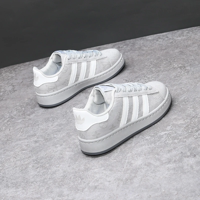 新款板鞋男士复古透气百搭布面鞋潮流时尚印花厚底低帮软底休闲鞋