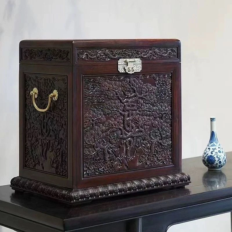 红酸枝复刻明嘉靖松寿云龙箱红木珠宝首饰品收纳柜中式复古百宝盒