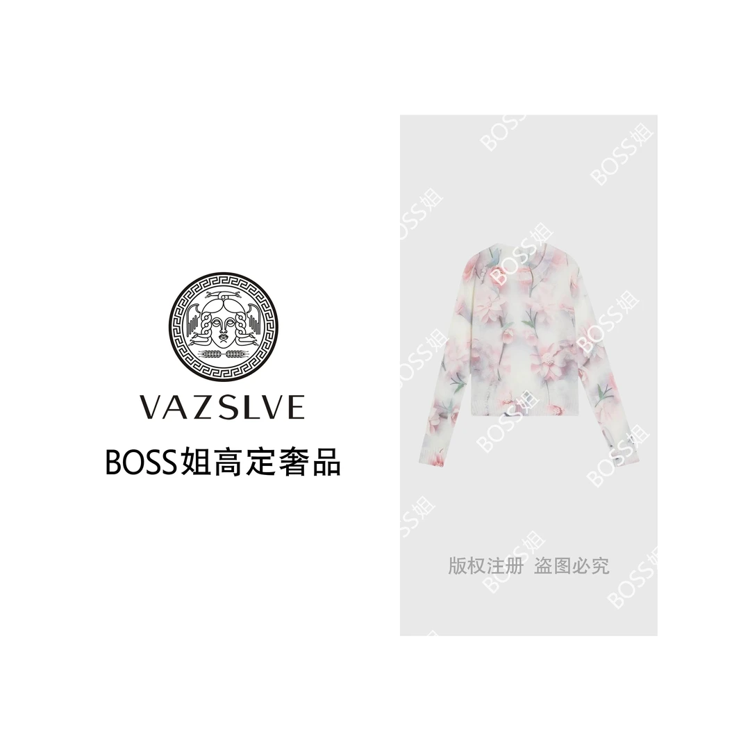 VAZSLVE/原创设计 圆领套头荷花温柔简约宽松气质针织上衣msl096