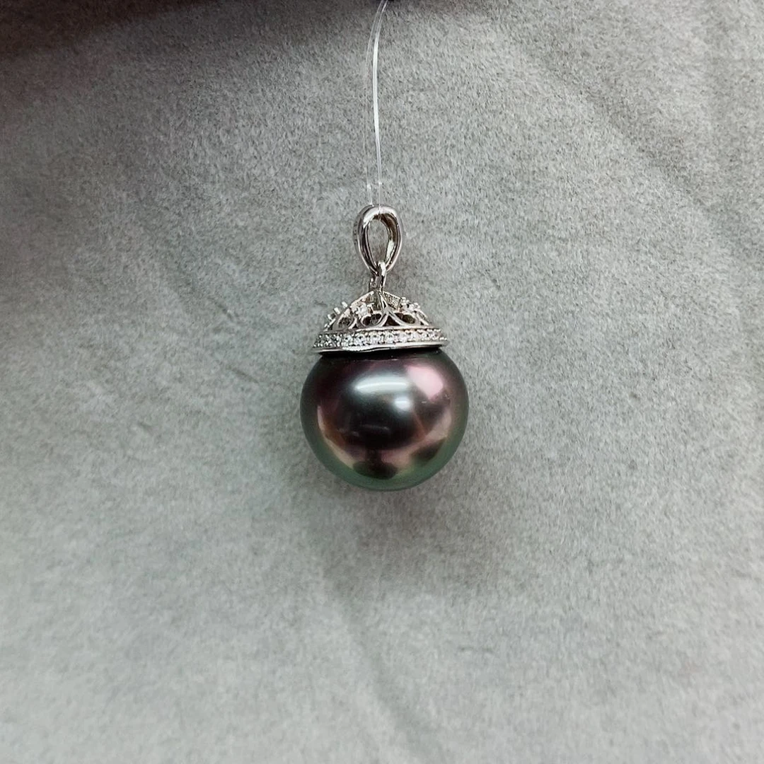 吊坠(不含链)银S925镶嵌海水珍珠13-14