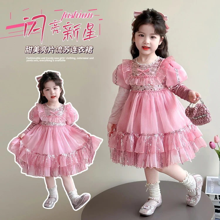 女童秋季连衣裙儿童2025新款洛丽塔公主裙小女孩秋款生日礼服裙子