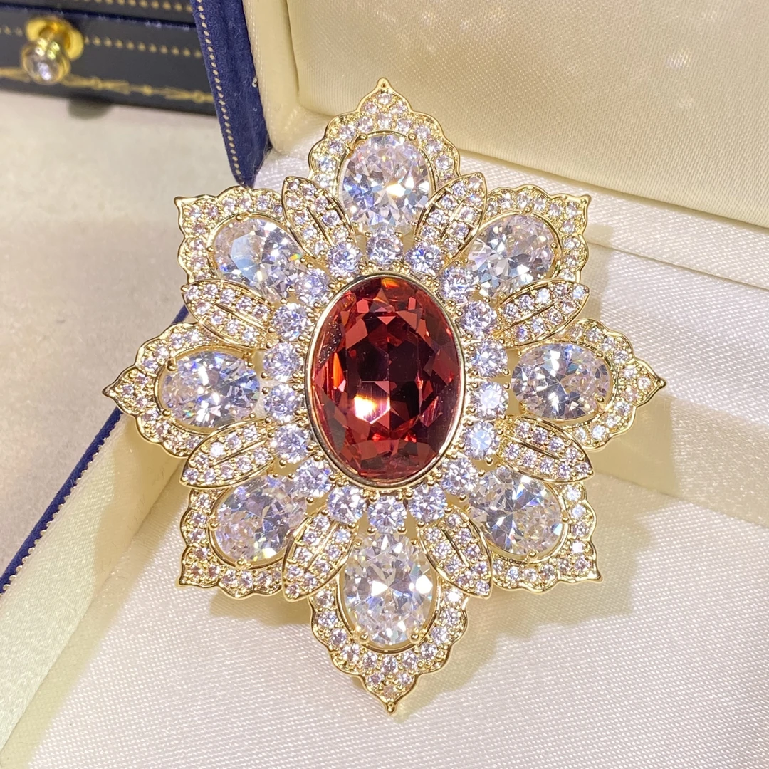铜合金胸针 【红色宫廷】高档轻奢奢华设计师精致重工优雅复古