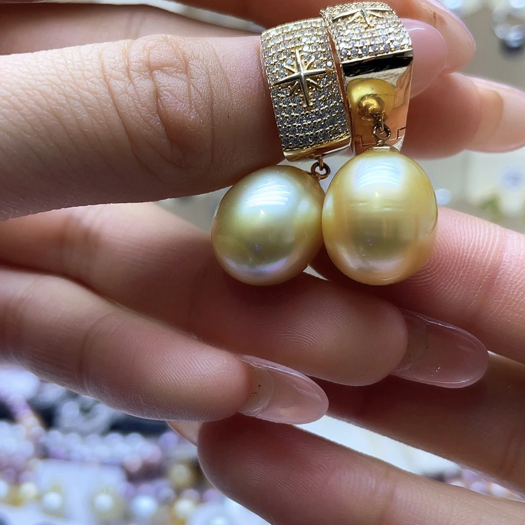海水珍珠耳饰银S925镶嵌
