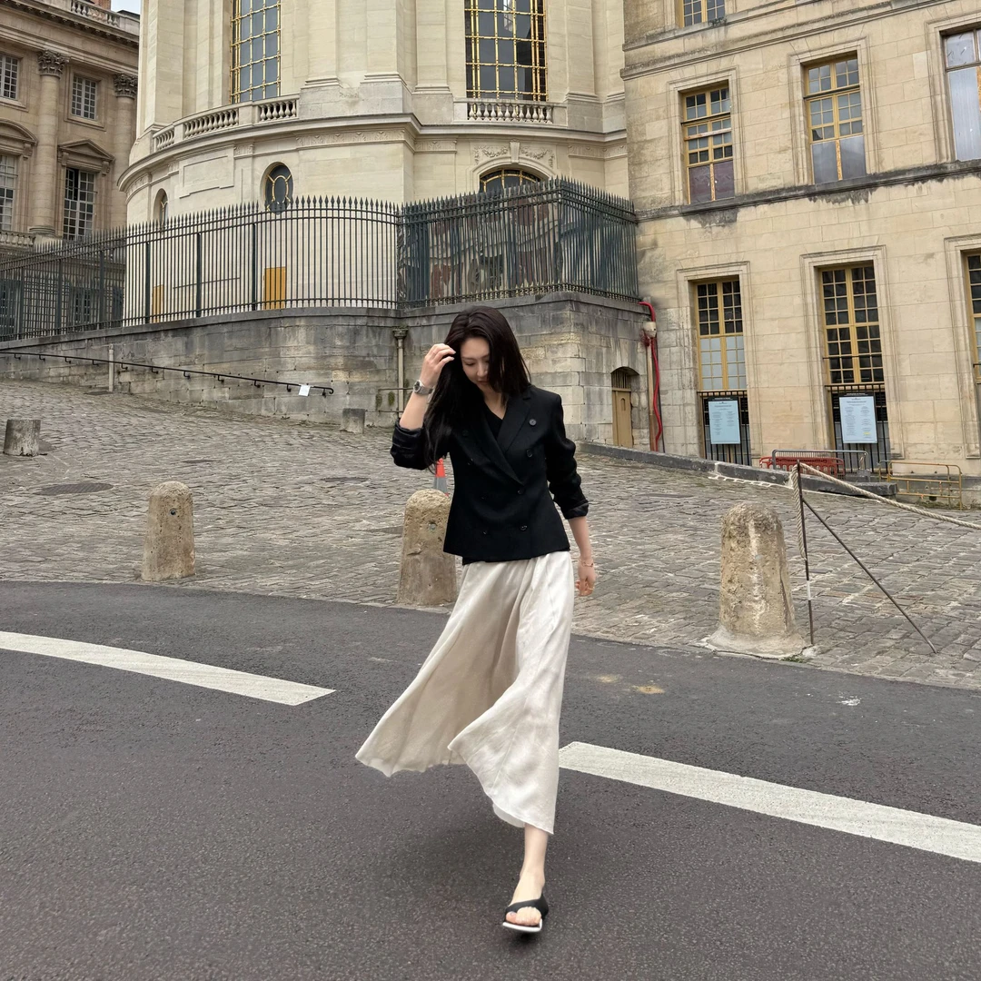 王嬛嬛MsLime25年新款进口绵羊毛黑色西装 HD2A1164