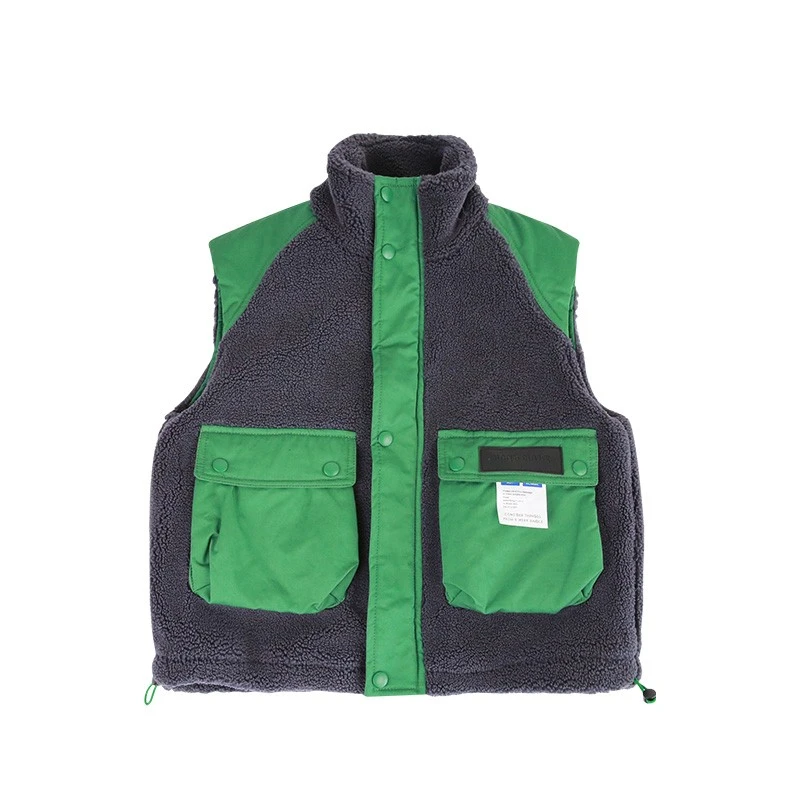 Y4936童装男童马甲拼接工装背心儿童夹棉外套潮