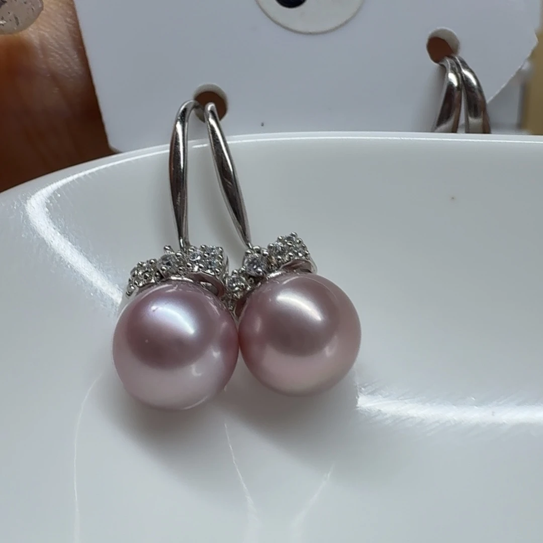 淡水珍珠银S925镶嵌耳饰珍珠7.7