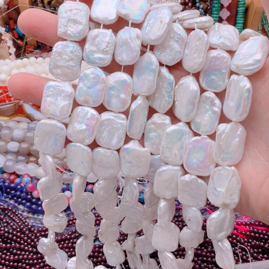 玛瑙/玉髓珠宝半成品未镶嵌珍珠巴洛克方牌1条卡15*20