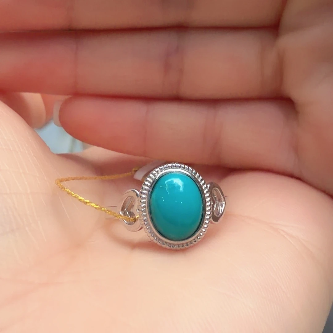 绿松石银S925镶嵌戒指