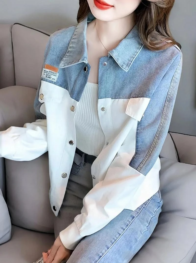 春秋季节时尚潮流百搭长袖休闲复古春季宽松韩版牛仔外套