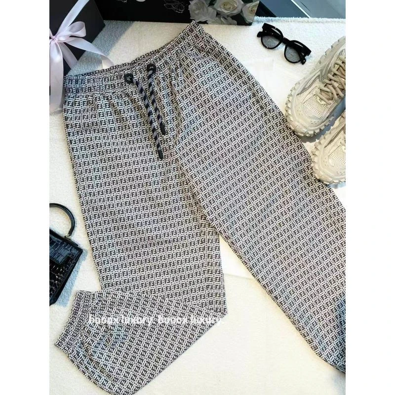 95新 FENDI/芬迪  bb2547 聚酯纤维 双F休闲长裤 M码