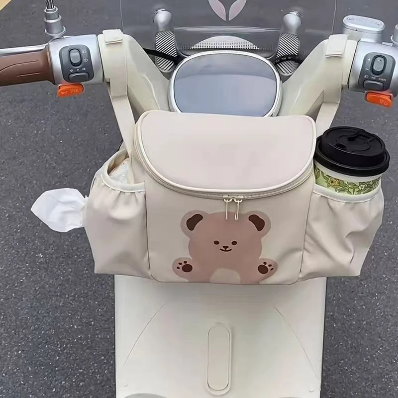 新款电动三轮车挂物收纳婴儿大容量前置置物物兜电动车网兜置物袋