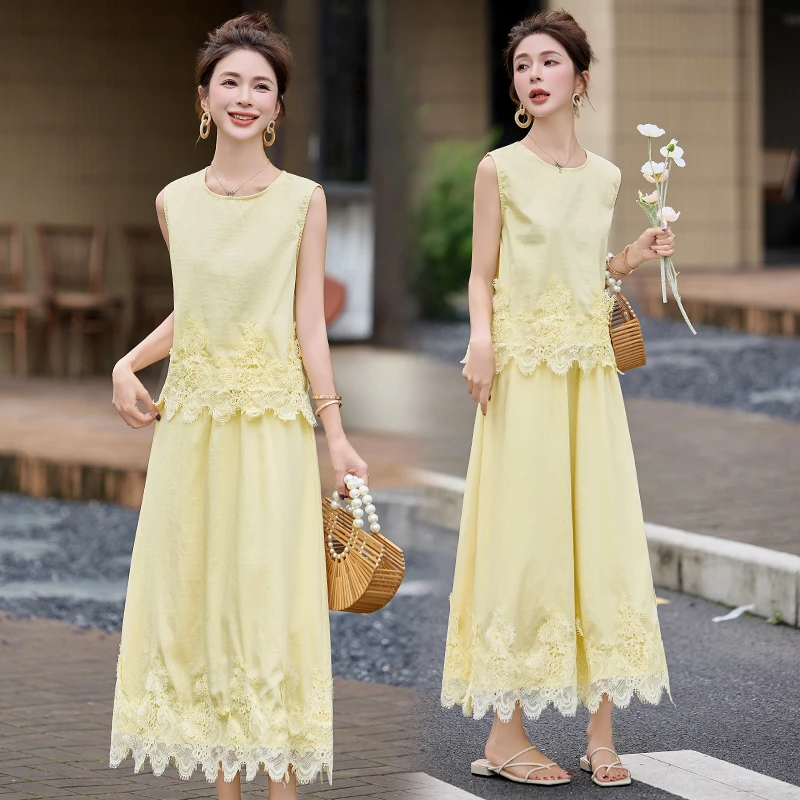 小香风蕾丝套装裙女夏季轻奢高级感气质名媛时尚洋气半身裙两件套