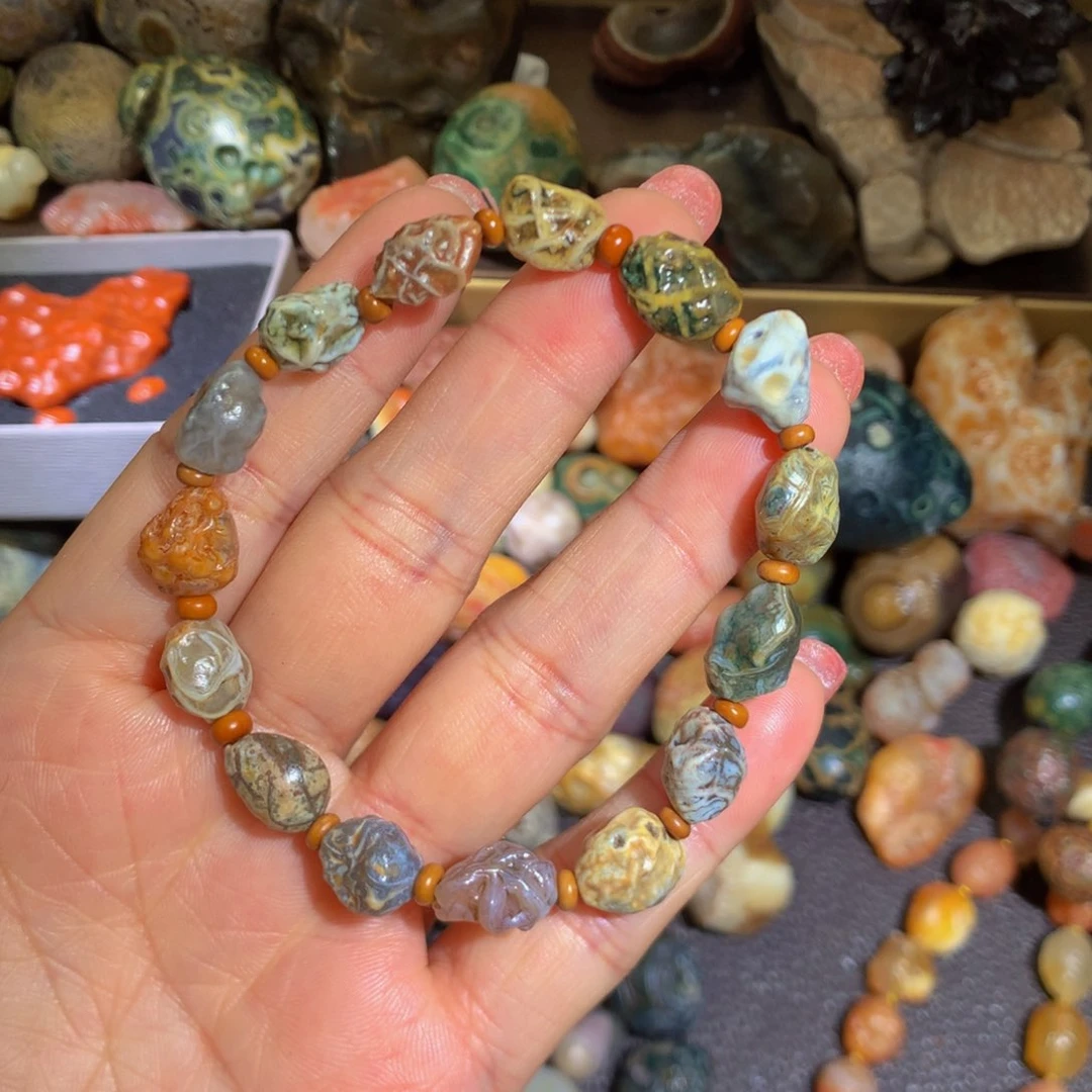 石材阿拉善筋脉石手串