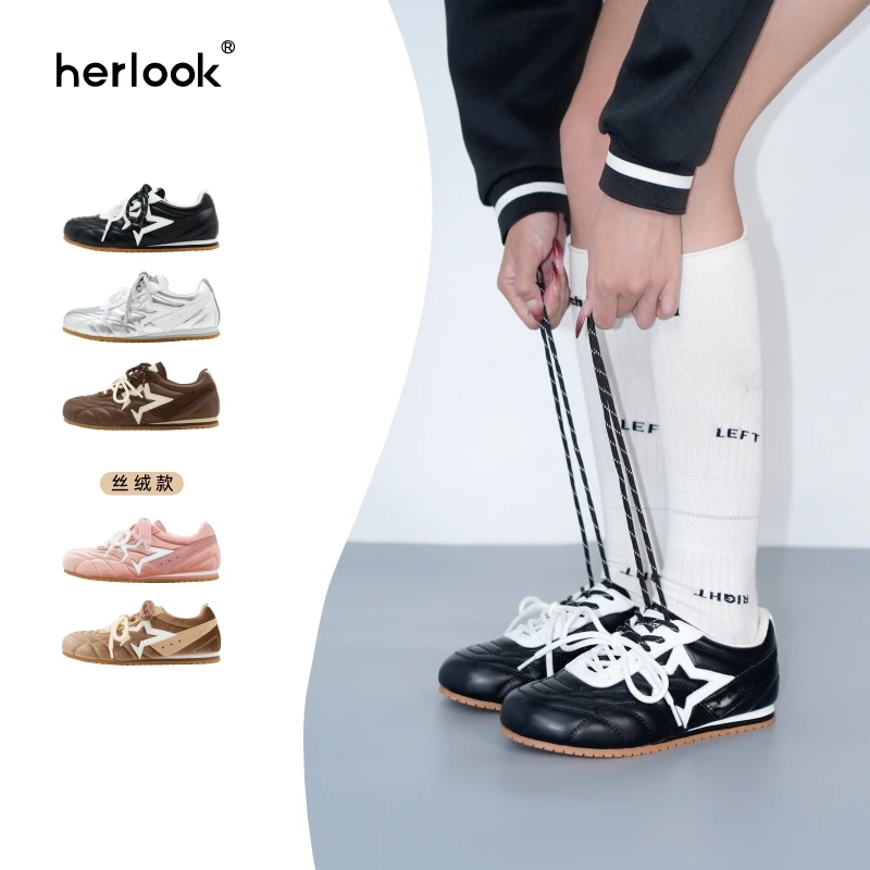 【董璇同款】HERLOOK开口星德训鞋女鞋2025秋季新款运动休闲阿甘鞋