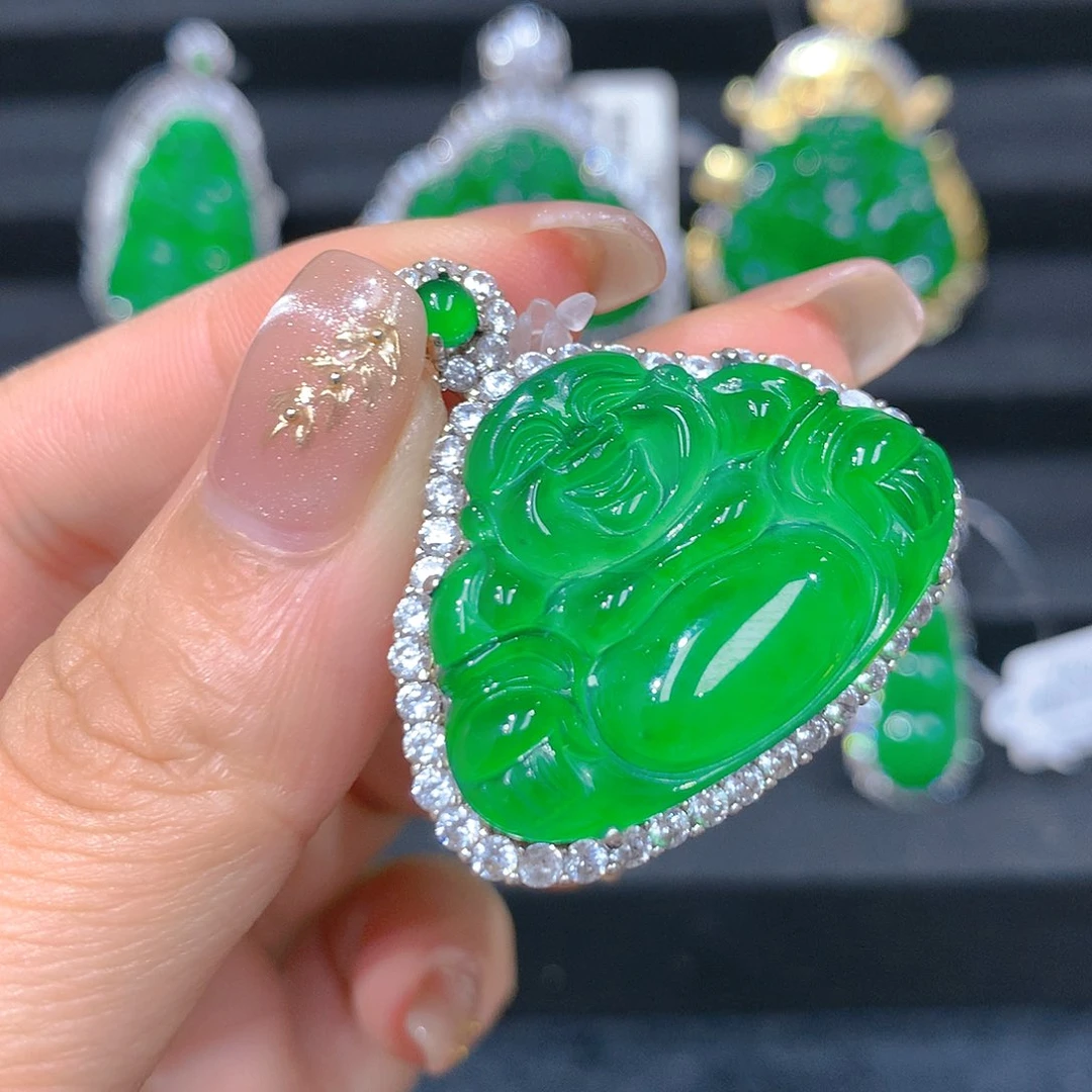 翡翠吊坠(赠链)银S925镶嵌00088