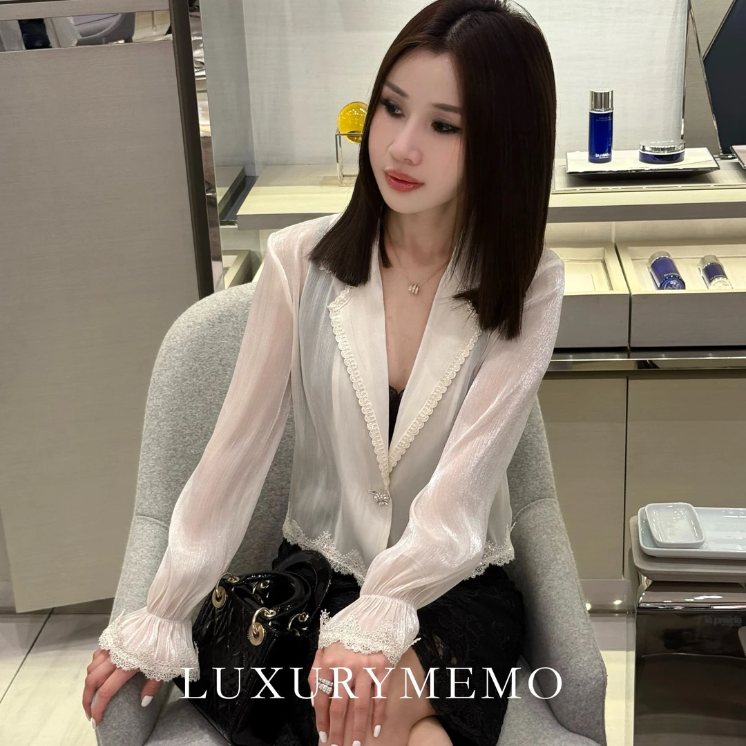 LUXURYMEMO【琉光美人】重工绣珠刺绣薄款外套夏季轻奢显瘦外搭防