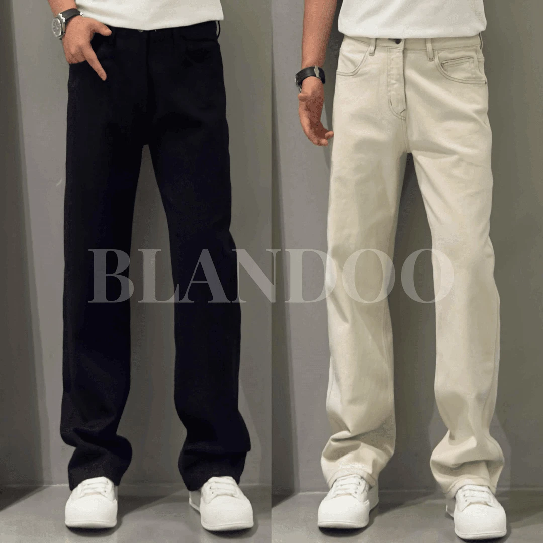 【轻奢欧货】净版纯色牛仔裤男秋冬款微阔休闲裤百搭显瘦直筒裤