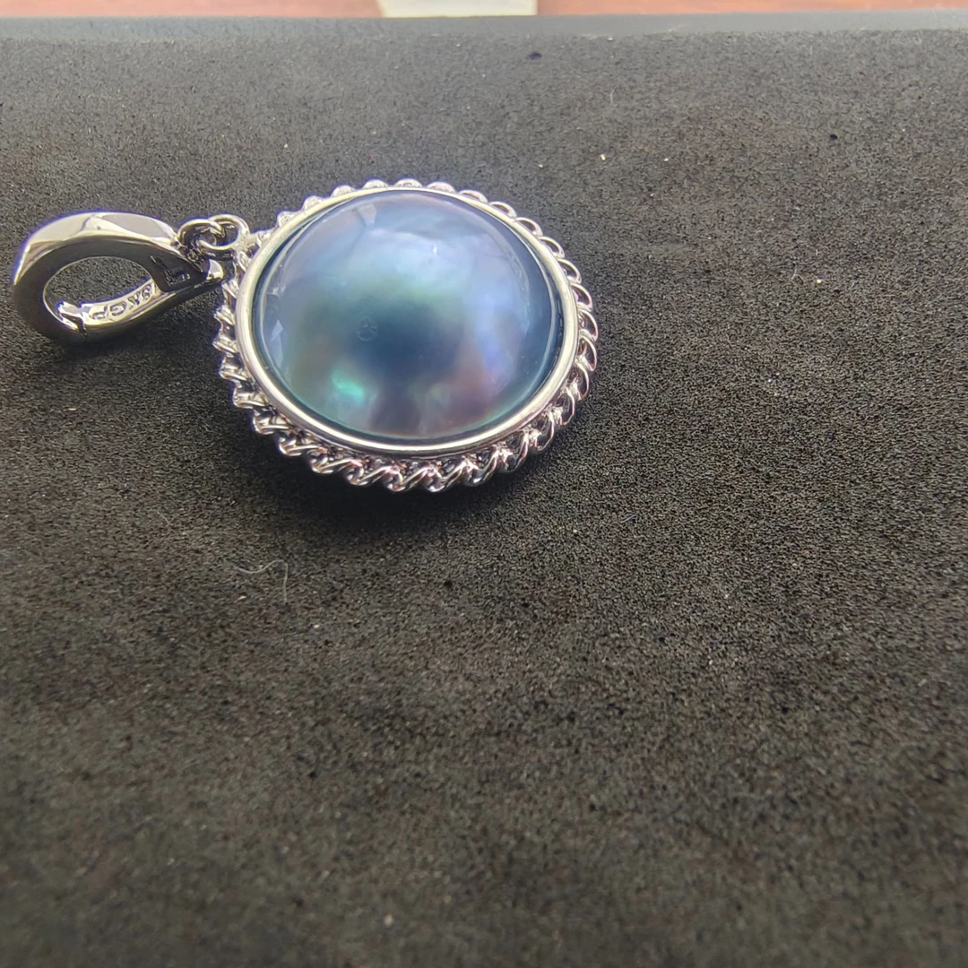 特选15 - 16mm星空蓝海水马贝麻花万能扣吊坠时尚优雅