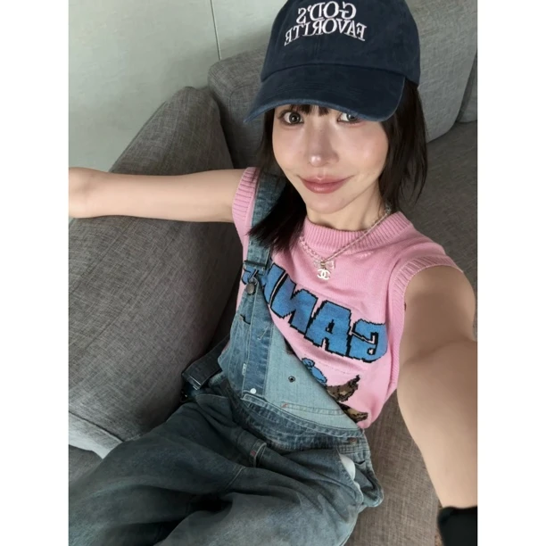 BBCUTE/ 童趣小狗 卡通提花 无袖针织背心