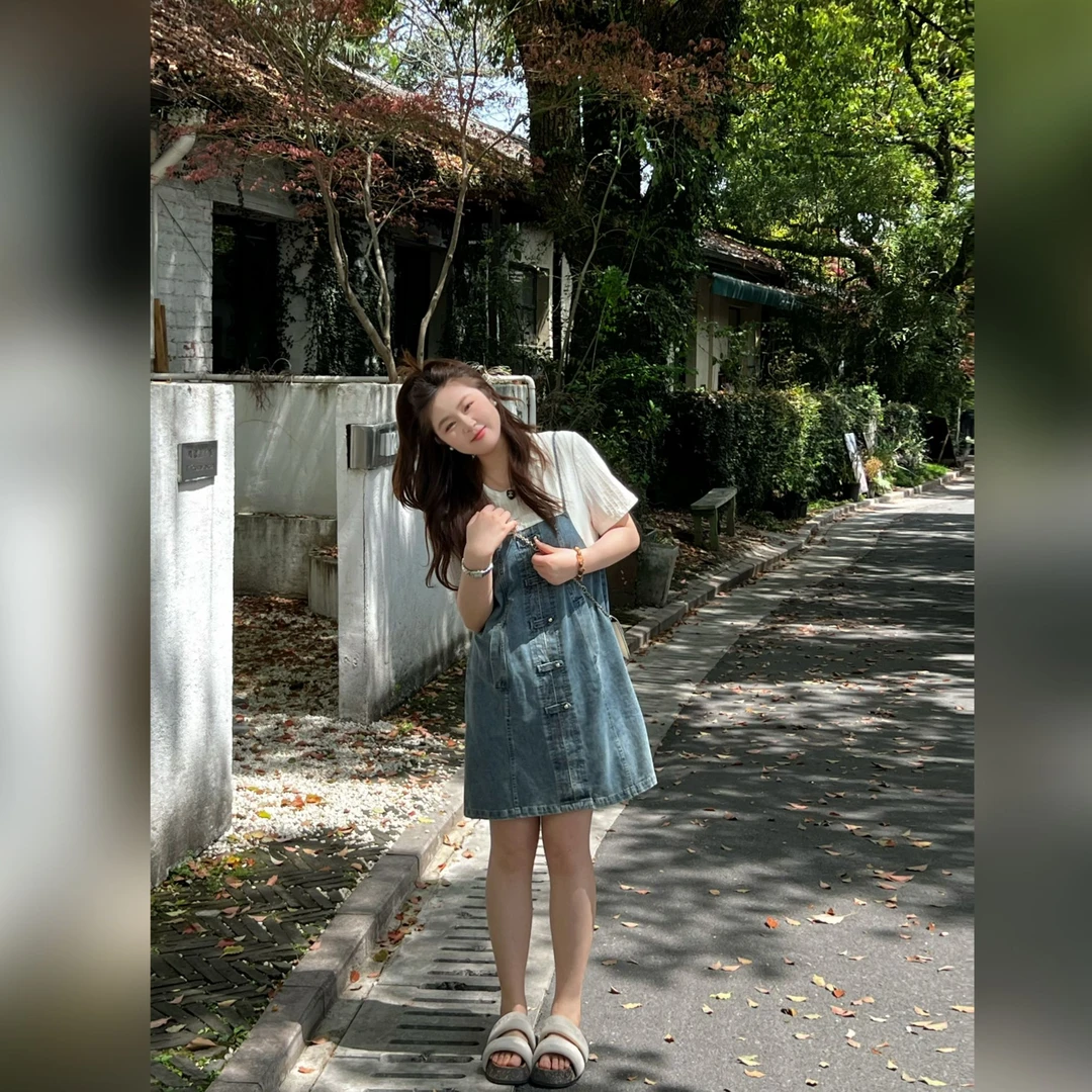 楠序【海瑟薇】迪迪微胖女装 2025年夏装新假两件休闲连衣裙YZ36122