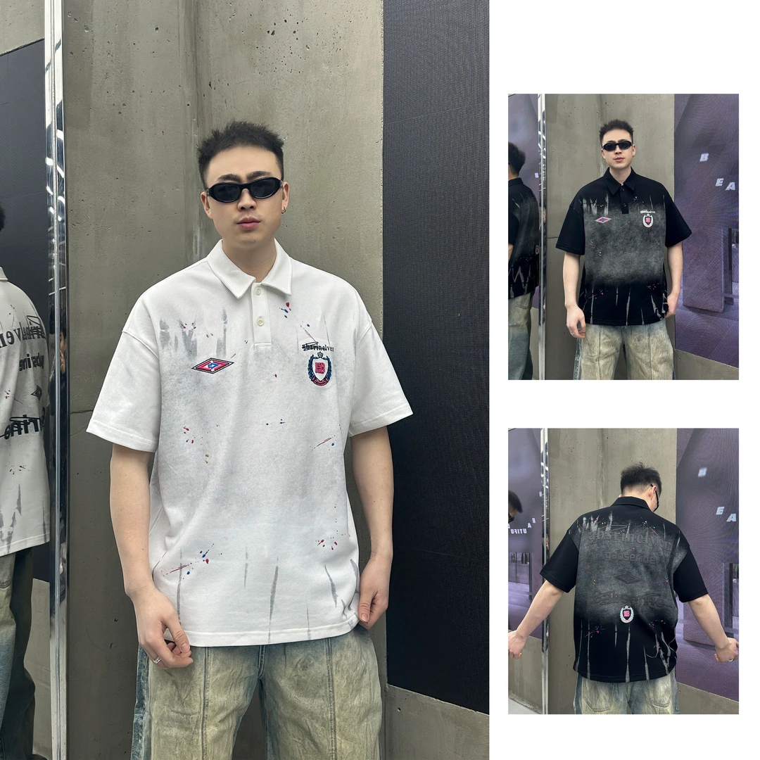 2025春季新款Polo衫短袖修身男韩风美式休闲绣花修身型水洗21947