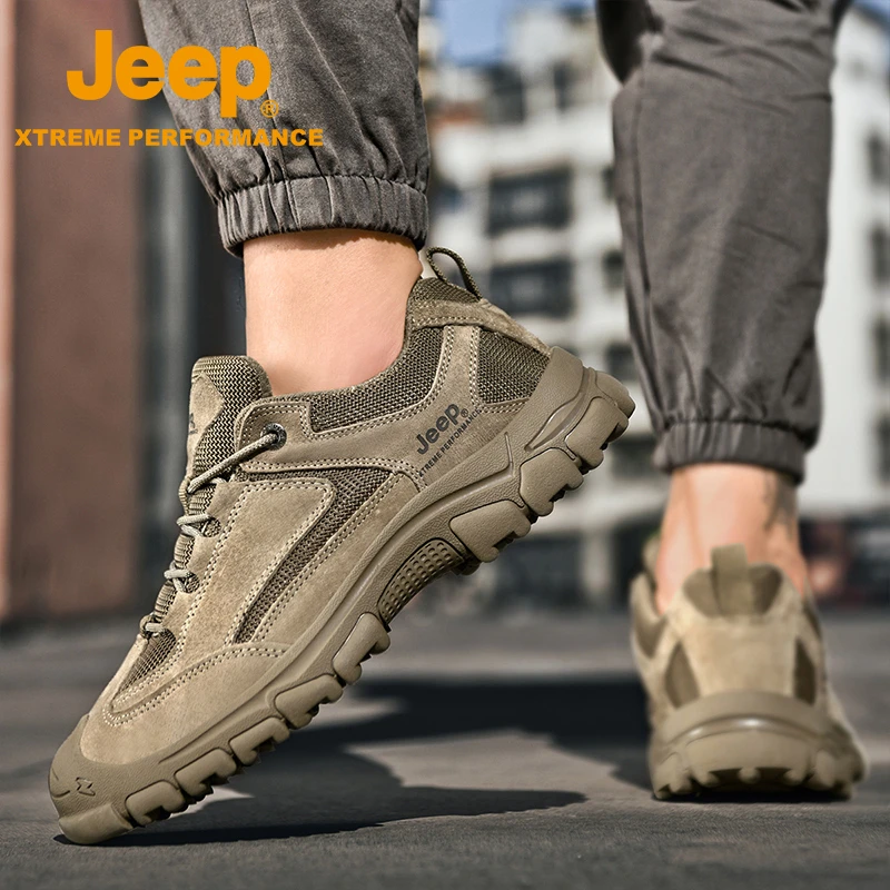 JEEP/吉普男士加绒徒步鞋户外运动保暖登山鞋时尚百搭男款休闲鞋