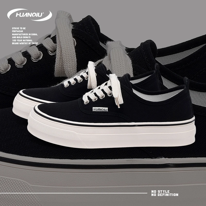 环球厚底板鞋男夏季2025新款轻便透气学生潮流帆布鞋休闲百搭鞋子