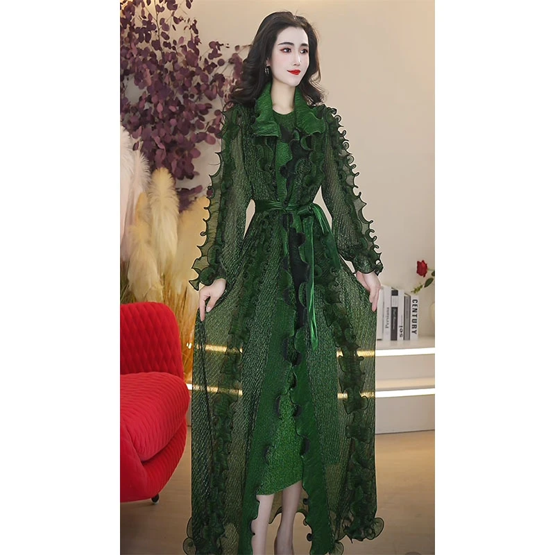 春秋法式褶皱设计收腰显瘦女装褶衣气质新款裙子套装885294