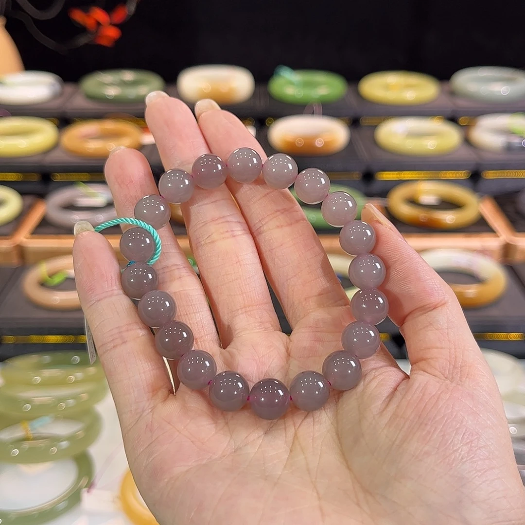 和田玉未镶嵌手镯冰胶葡萄紫