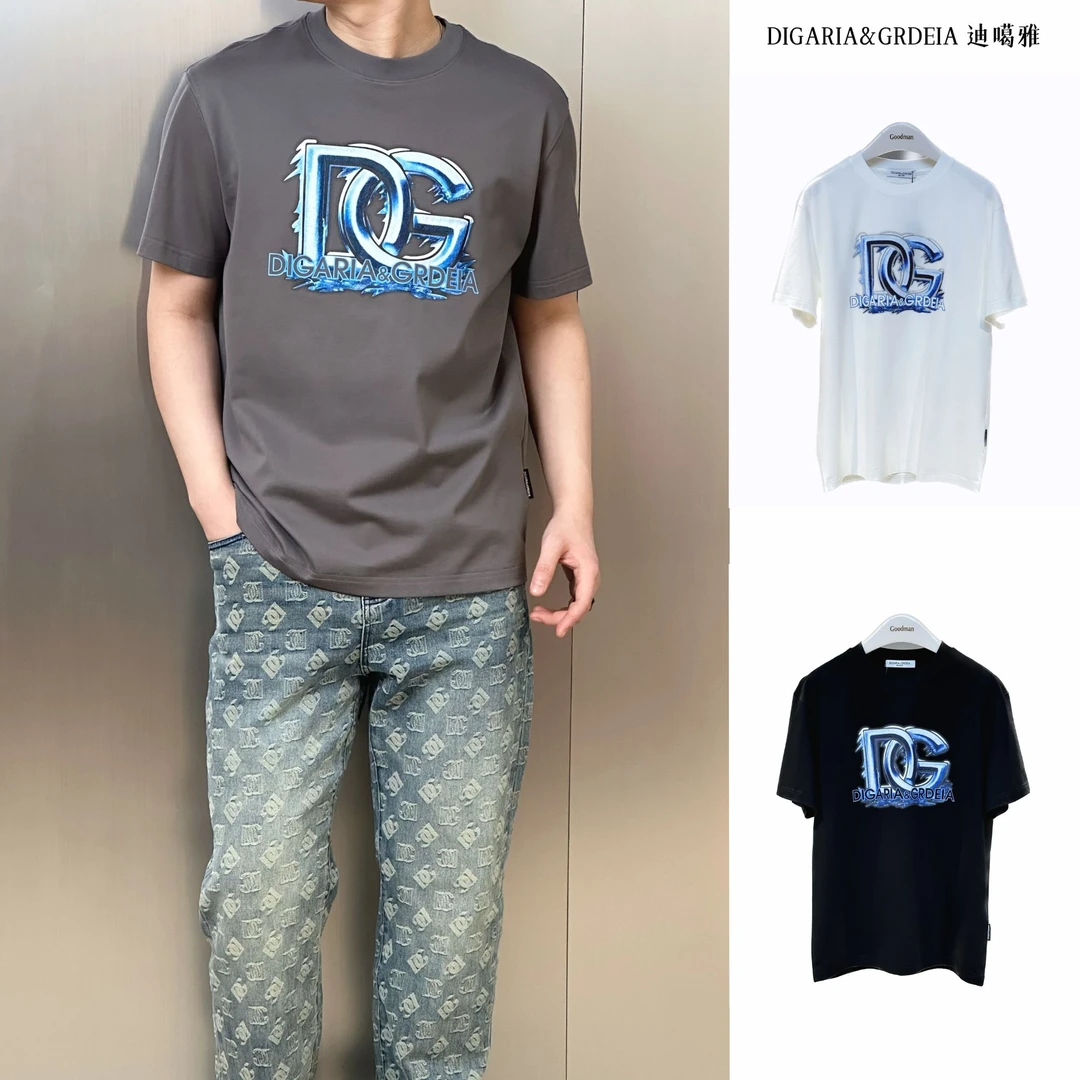 G092 DG迪噶雅/25春夏新款男士轻奢皮马棉面料时尚休闲短袖T恤
