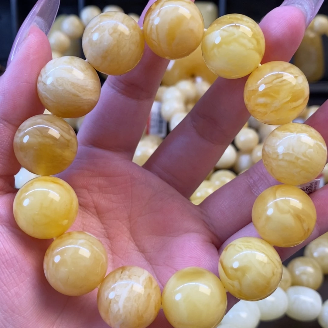 手链琥珀未镶嵌福利款满蜡虎皮18