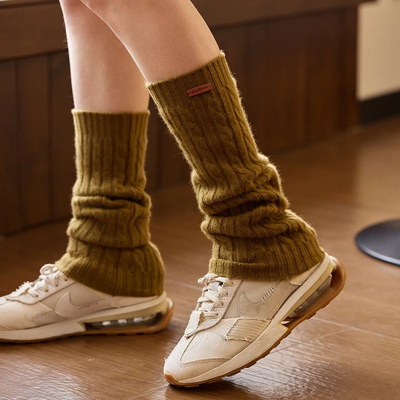 100%山羊绒坑条加厚脚套堆堆袜