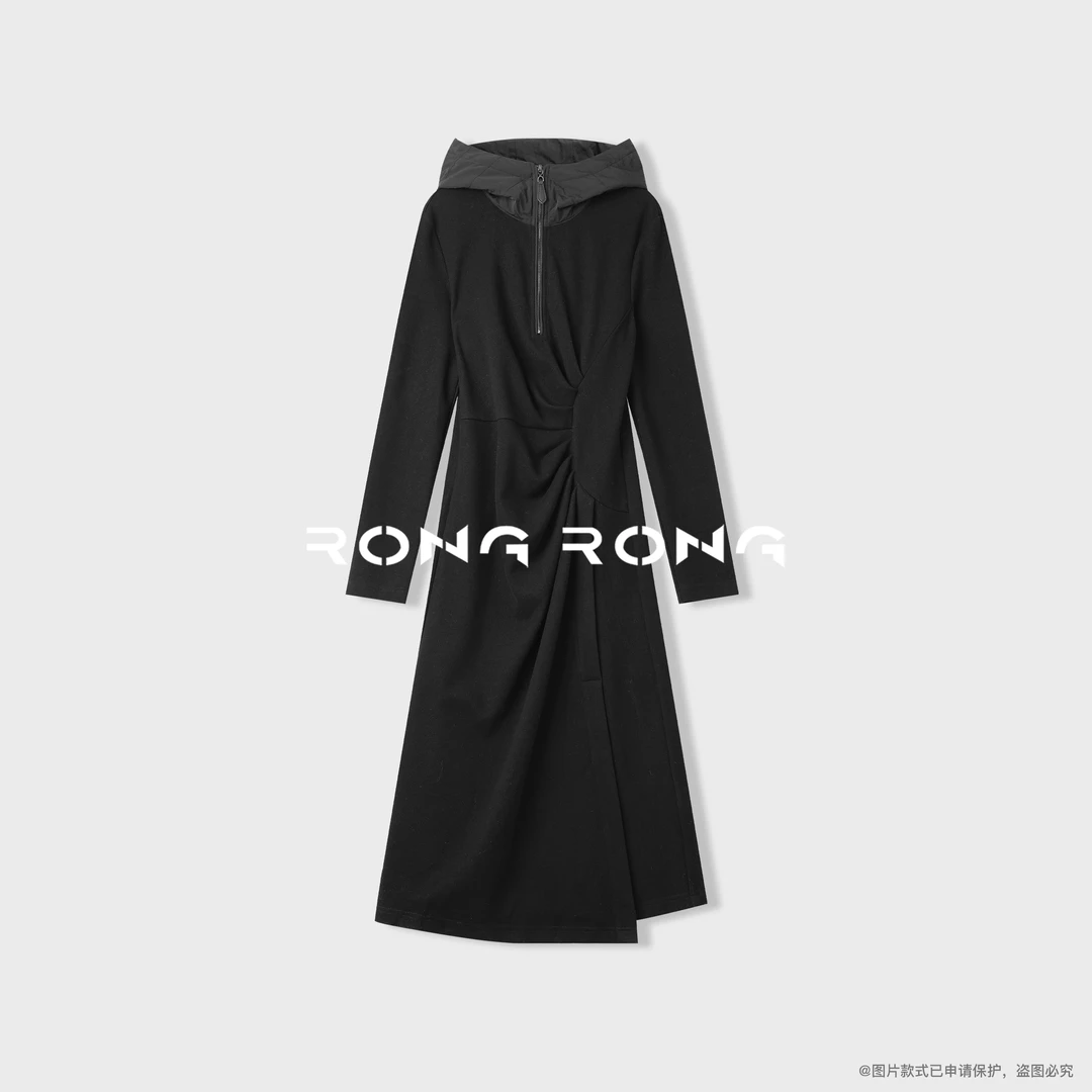 溶溶【烟墨秋】RONGRONG 莱赛尔绵羊毛混纺针织连衣裙ZFQ6L6298-1