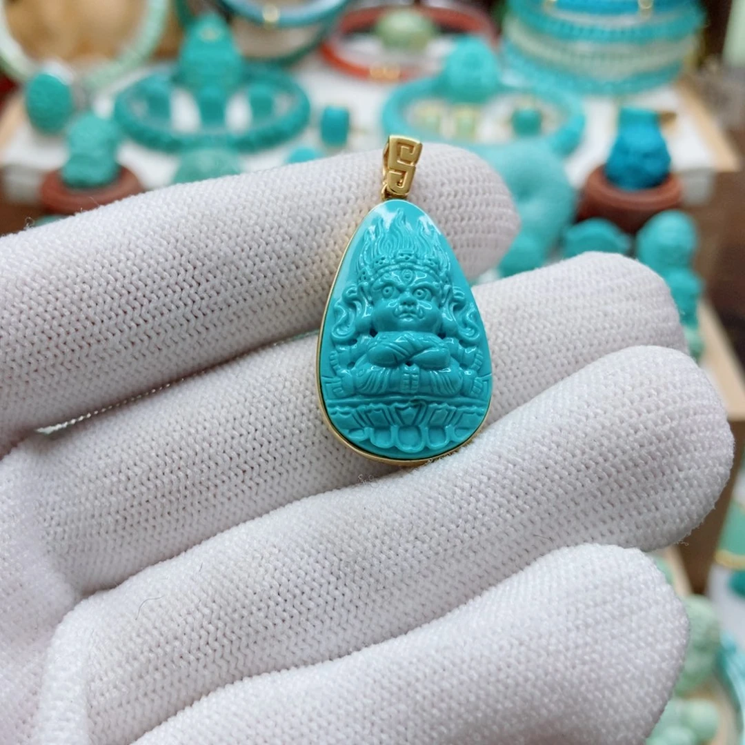 绿松石18K金镶嵌黑天