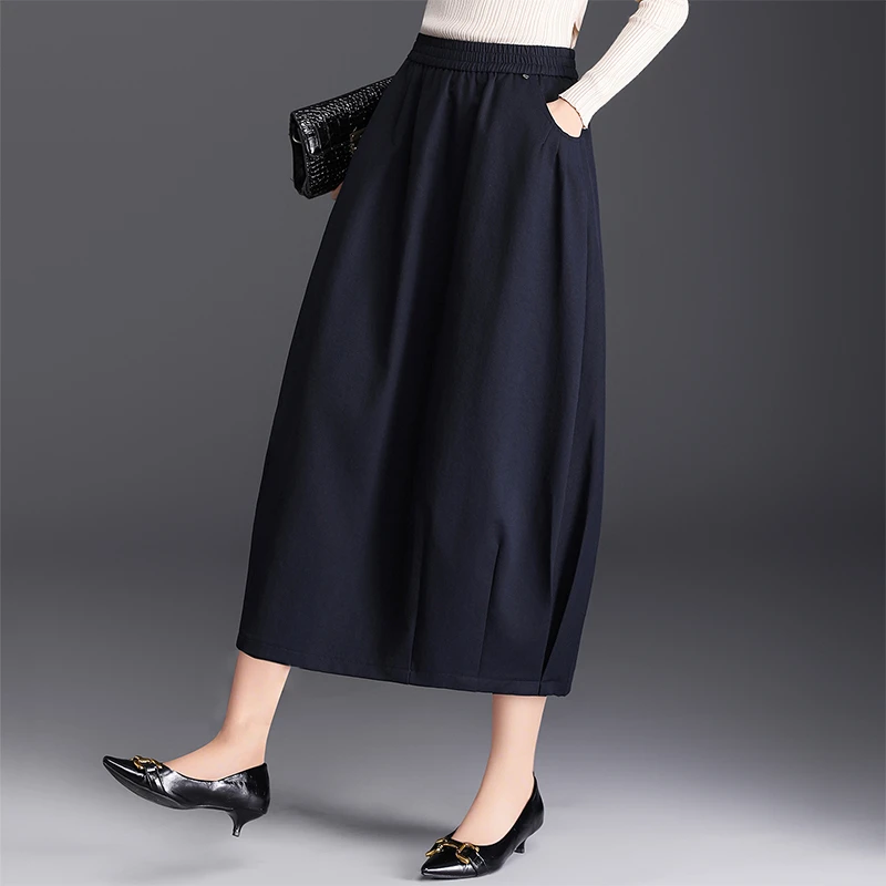 松紧腰梨形身材灯笼半身裙显瘦遮肉女裙子2025春秋新款花苞A字裙