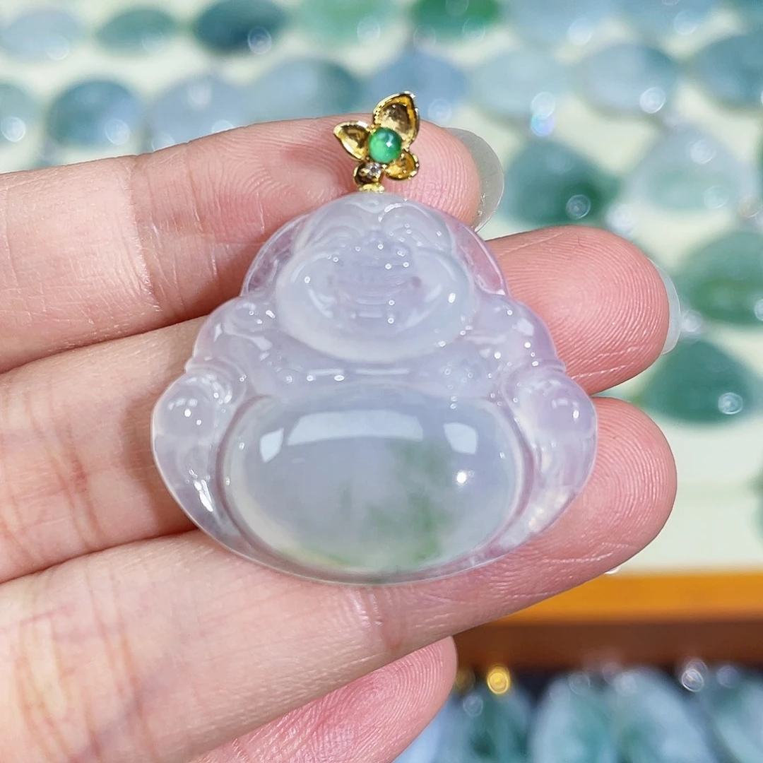 翡翠颈饰18K金镶嵌吊坠