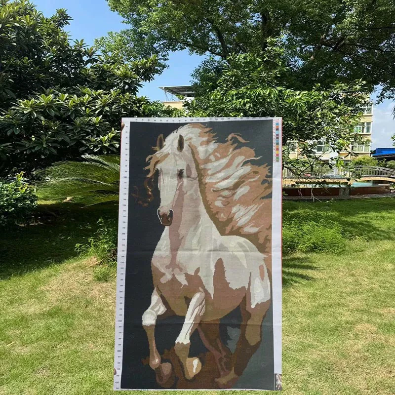 纯手工绣好的十字绣成品461竖版马装饰画