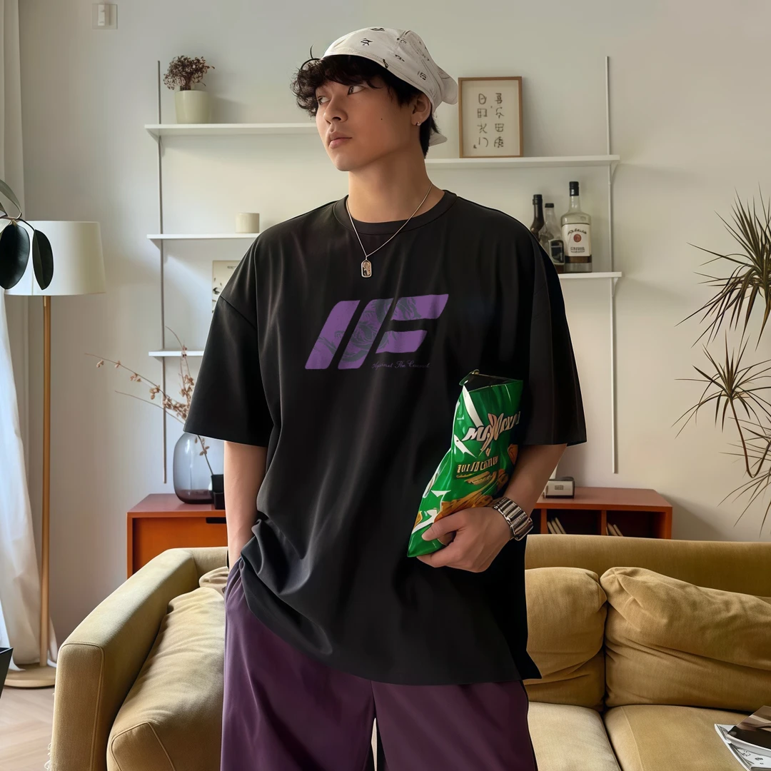【重磅纯棉】国潮夏季男士短袖t恤潮牌休闲美式街头宽松男生半袖潮