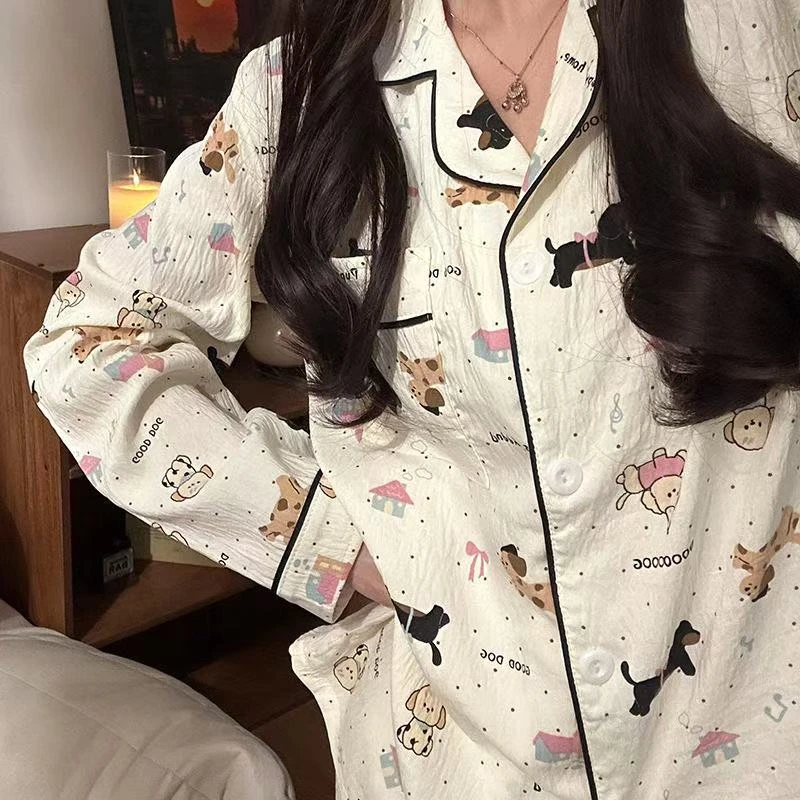 春秋季云朵棉卡通睡衣长袖长裤家居服套装可爱狗完美世界联名睡衣