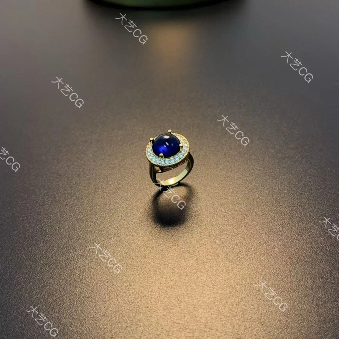 合金琉璃戒指 复古蓝色戒指高级感指环RICug 0387